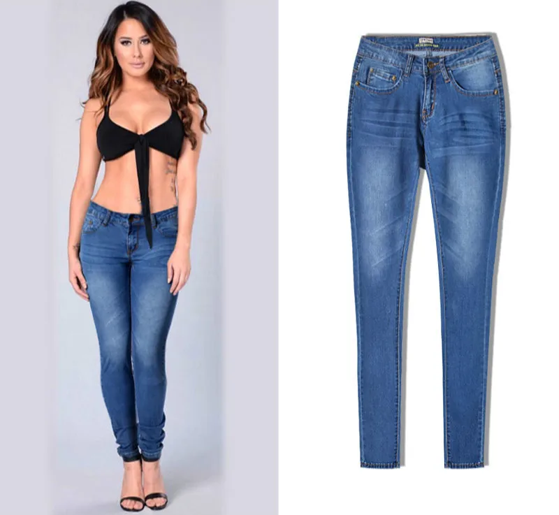 Low Waist Bleached Elasticity Skinny Jeans Fashion Push Up Vintage Pencil Pants Denim Pants Blue Classic Casual Trousers Women madewell jeans