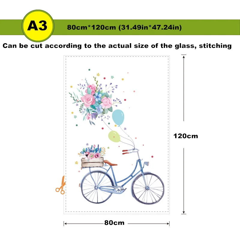 Электростатическая матовая стеклянная пленка прозрачная непрозрачная декоративная фольга офисная Ванная комната бумага на окна-83 - Цвет: Floral A3