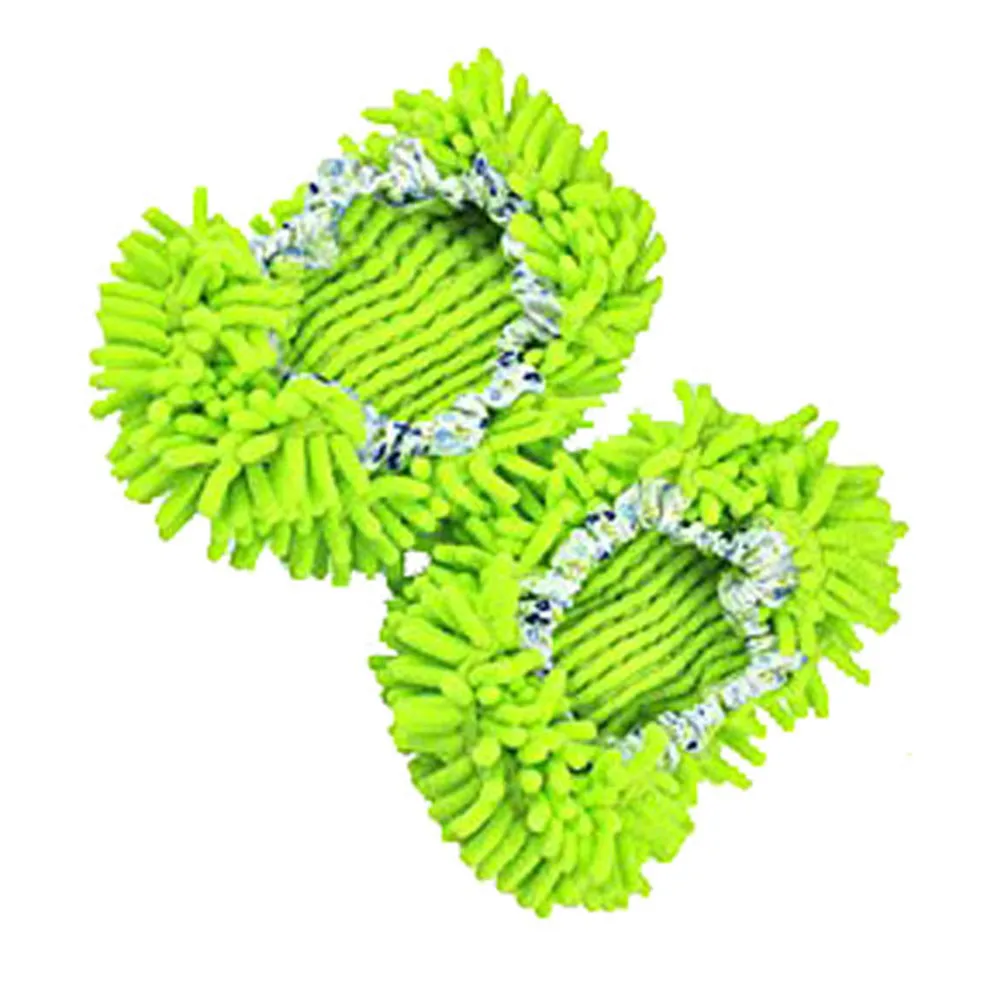 

COSW Hot 2 Pairs Comfortable Dust Mop Slippers Shoes Floor Cleaner-Green