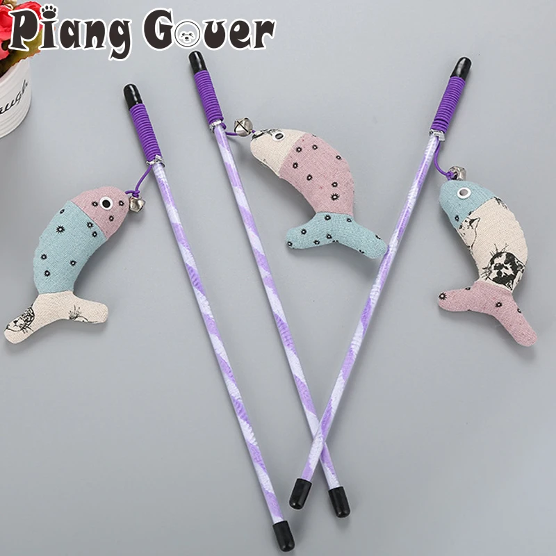 

3Pcs/lot Small Fish Shape Cat Toys Cats Stick Pet Toy Funny Cat Teaser