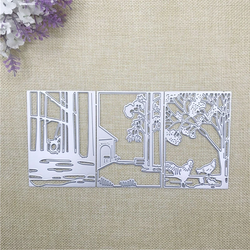 

Julyarts 3Pcs Bird Tree House Chicken Metal Cutting Die Bird Stencil for Scrapbooking FrameCard Making Die Metal Crafts Die Cut