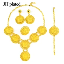 JHplated Мода Дубай для женщин Золотая монета дизайн африканские Свадебные Ювелирные наборы золотого цвета ожерелье браслет свадебные ювелирные изделия