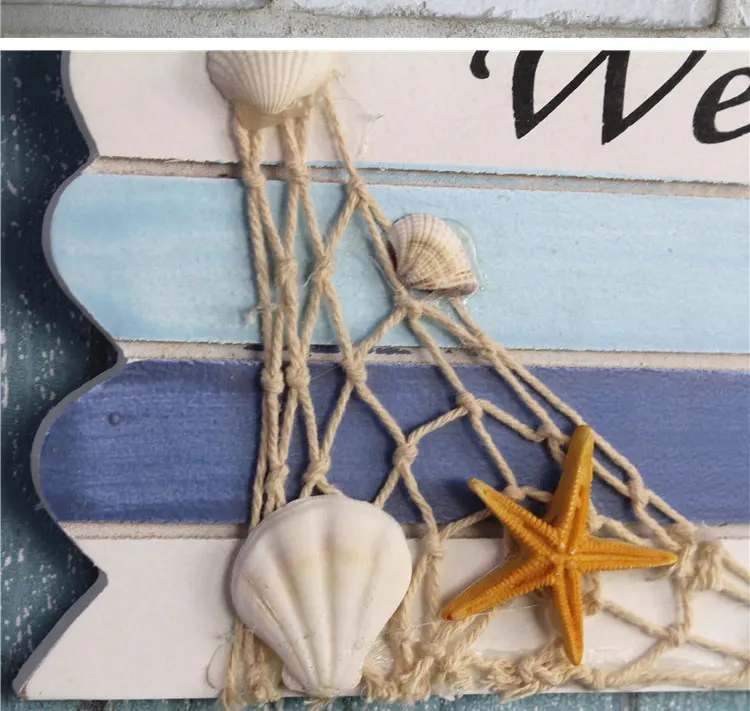 Средиземноморский навигационный стиль деревянные таблички домашний декор подвесные дверные таблички декоративные морские приветственные знаки белый и синий