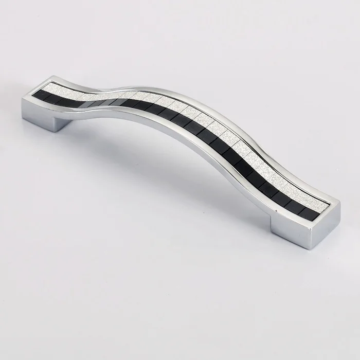 Kitchen Cupboard Door Drawer knobs Black and silver Pull Handle