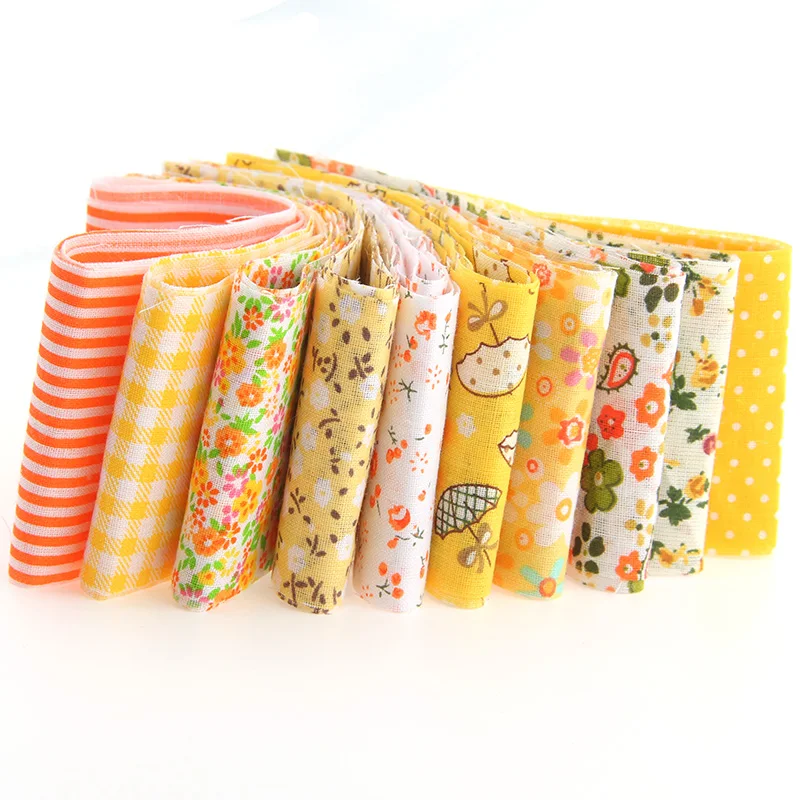 

Cotton Fabric Strips Yellow Series 100*5cm 10pcs Jelly Roll Sewing Textile Patchwork Stofa For Doll Dress Hair Clip TX-1-3