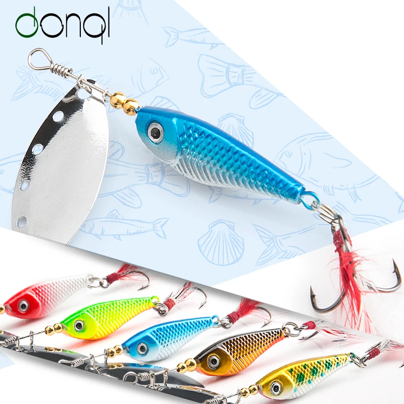 

DONQL Spinner Metal Spoon Fishing Lure 13g 16g Sequin Artificial Wobbler Fishing Bait With Strong Treble Hooks Lures