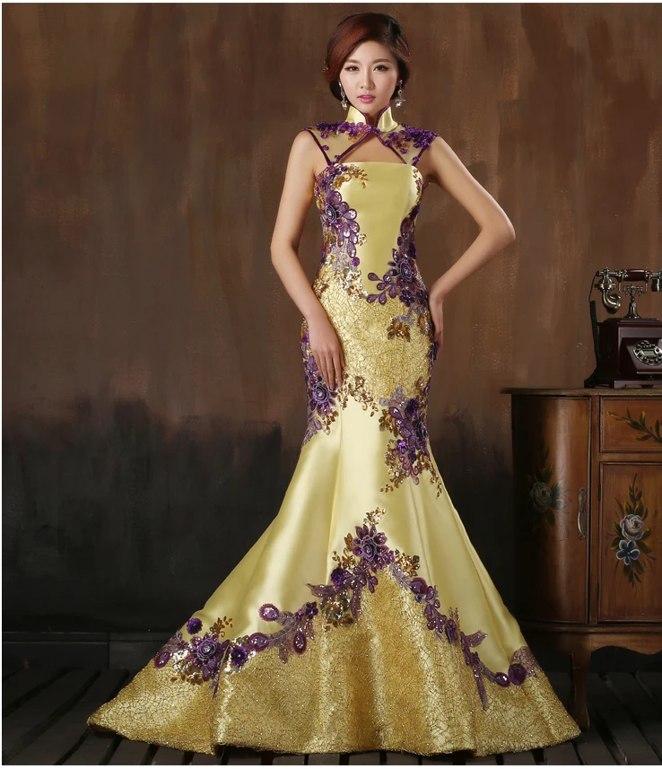 2016 Chinese Style Blonde Wedding dresses long married
