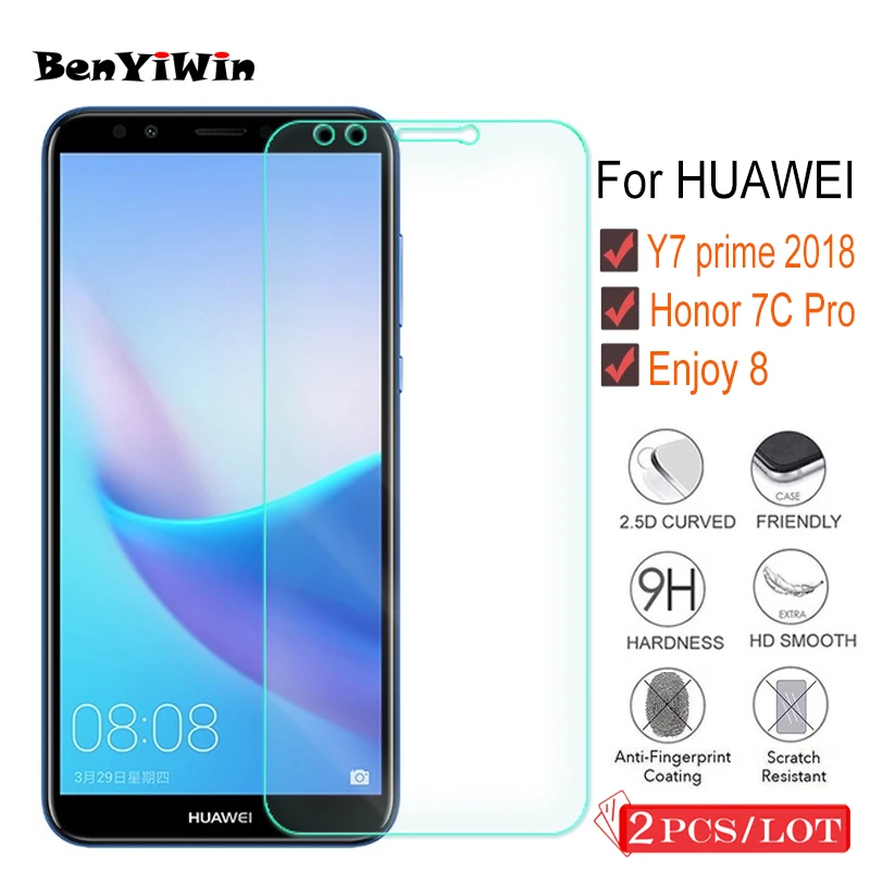 Закаленное стекло премиум-класса для Huawei honor 7C pro Y7 Prime 2018 Enjoy 8 прозрачная защитная