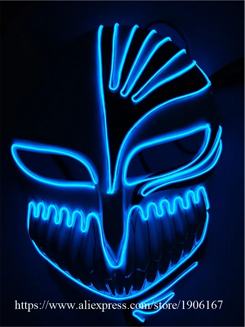 Halloween ghost Slit mouth light up glowing EL wire Cute mask Fashion Cosplay mask Costume mask for party By 3V Steady On Driver22