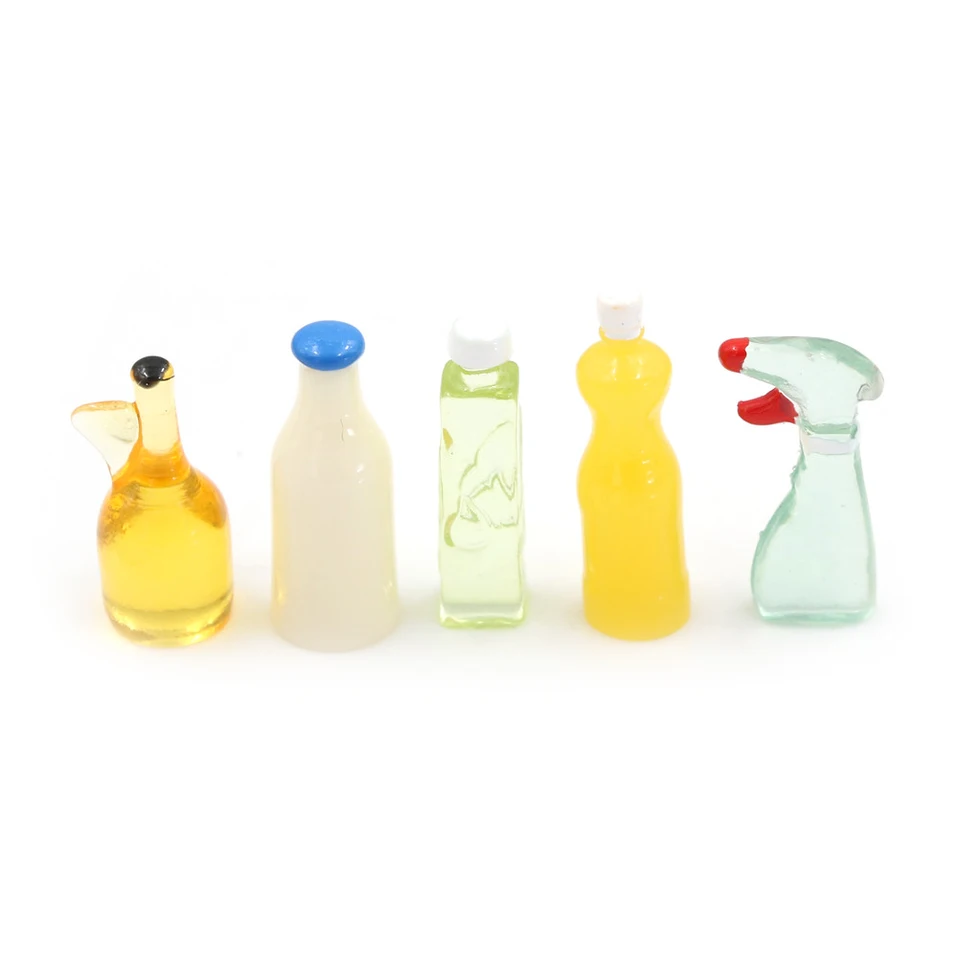 Dollhouse Miniature 1:12 Toy 5 Pieces Plastic Kitchen Bottles Height 3cm IN