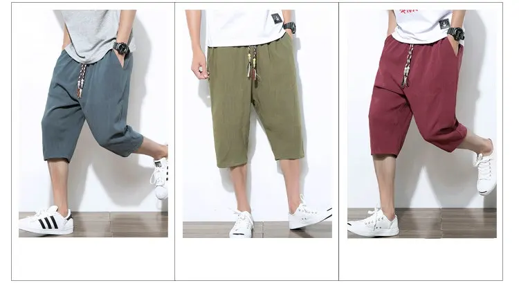 Мужские однотонные штаны-шаровары в китайском стиле из хлопка и льна, свободные штаны в стиле Харадзюку для бега в стиле хип-хоп, мужские спортивные штаны, 5XL