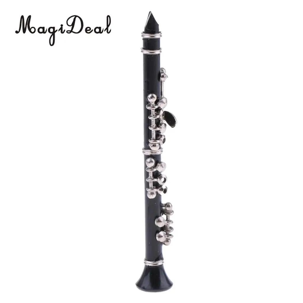 Miniature ABS Plastic Black Clarinet Musical Instrument with Box for 1/12 Dollhouse Music Room Table Decor Children Toy Gift