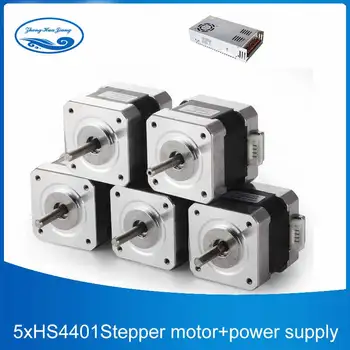 

5pcs 4-lead Nema17 Stepper Motor 42 motor Nema 17 motor 42BYGH 1.7A (17HS4401) & 12v 30a switching power supply 3D printer motor