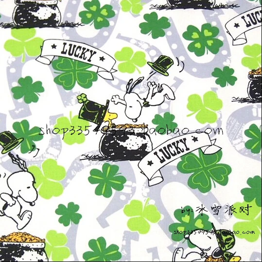 100*140 см(39 ''* 55'') простая хлопковая ткань с принтом в виде собаки клевера для поделок своими руками, лоскутное изделие ручной работы, домашний текстиль, постельная стеганая ткань