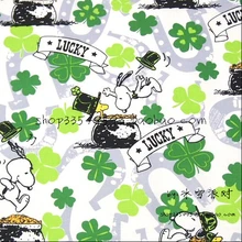 100*140 см(39 ''* 55'') простая хлопковая ткань с принтом в виде собаки клевера для поделок своими руками, лоскутное изделие ручной работы, домашний текстиль, постельная стеганая ткань