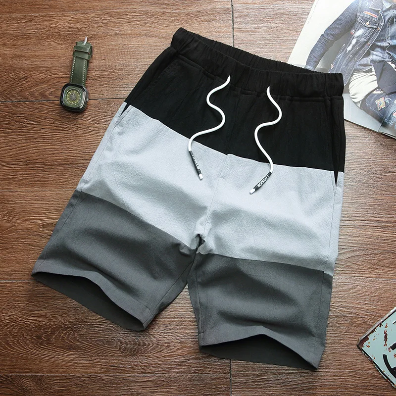 Бренд, модные мужские спортивные шорты из хлопка и льна, облегающие шорты для бодибилдинга, повседневные шорты K40 - Цвет: Серый