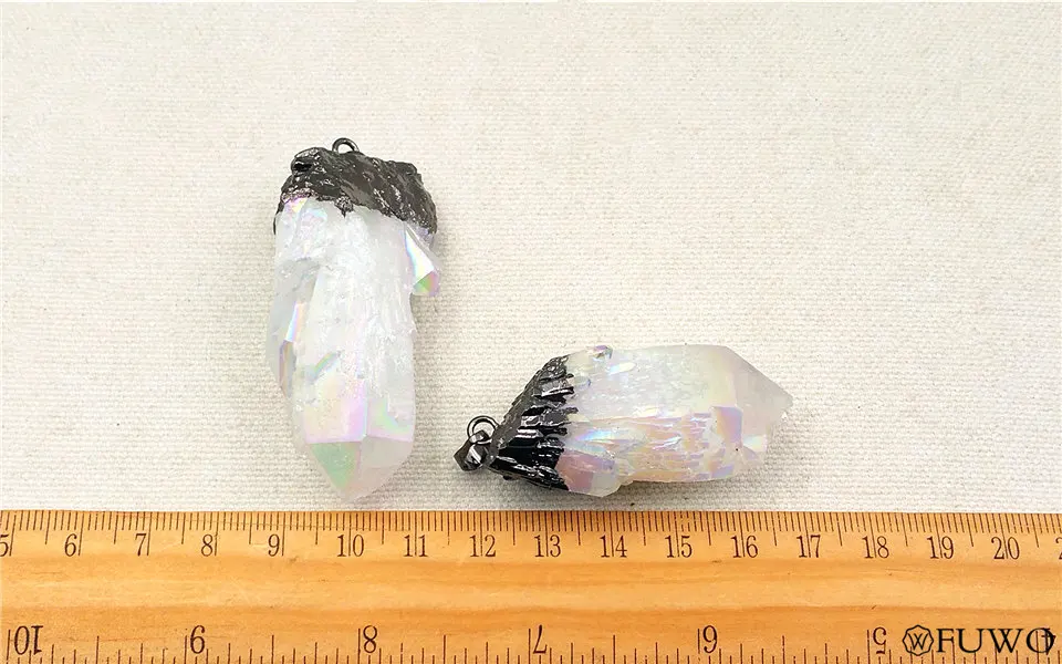 White Angel Cluster Aura Titanium Druzy Quartz Crystal Point Pendant 10