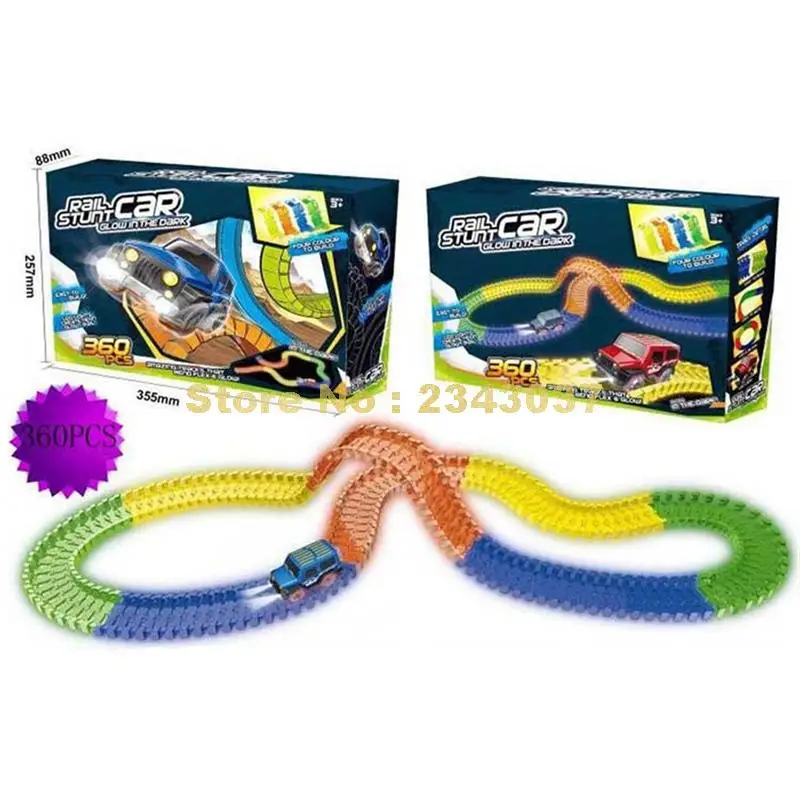 

176~360pcs glow luminous noctilucent rail stunt magic track trace car rail stunt building blocks Toy