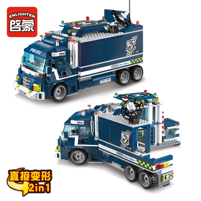  Enlighten Building Blocks City Police 2 in 1 Mobile Police Station 7 Figures 951pcs Educational Bri