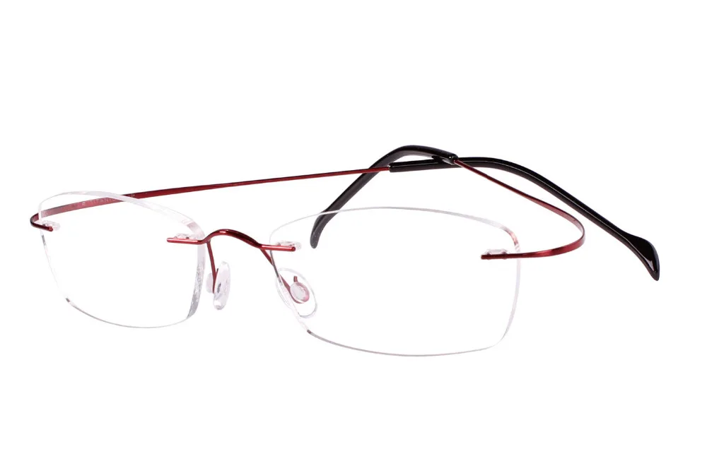 Hingeless optische Randlose Rx Rahmen Frauen Gläsern Agstum Reintitan Pink red purple Brillen Klaren Verordnungs wYFqS5X