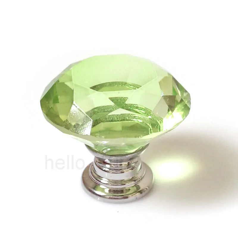 5pcs 30mm Green Crystal Knob Handle Cupboard Closet Drawer