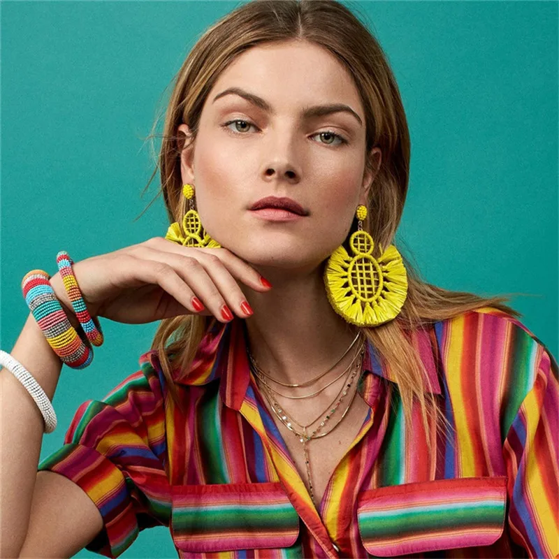 Большие длинные висячие серьги FASHIONSNOOPS с кисточками этнические Подвесные ручной