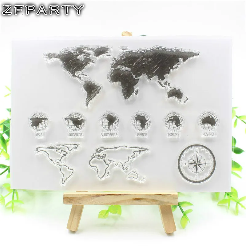 

ZFPARTY New Map Transparent Clear Silicone Stamp/Seal for DIY scrapbooking/photo album Decorative clear stamp
