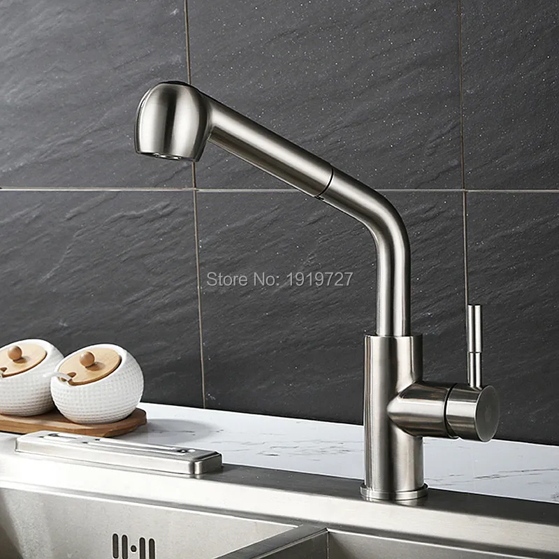 

100% Solid Brass Construction Spout 360 Rotating Swivel Spout Single Hole Reflex Pull Out Kitchen Faucet With Pullout Spray Head