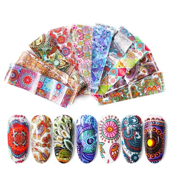 

10pcs /set Flower 20*4cm Nail Transfer Foil Stickers Nail Art Decoration Polishing For Nails
