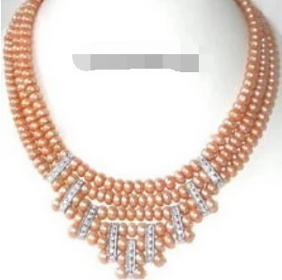 

huij 003967 Genuine Pink Pearl 18KWGP Crystal Clasp Pendant Necklace