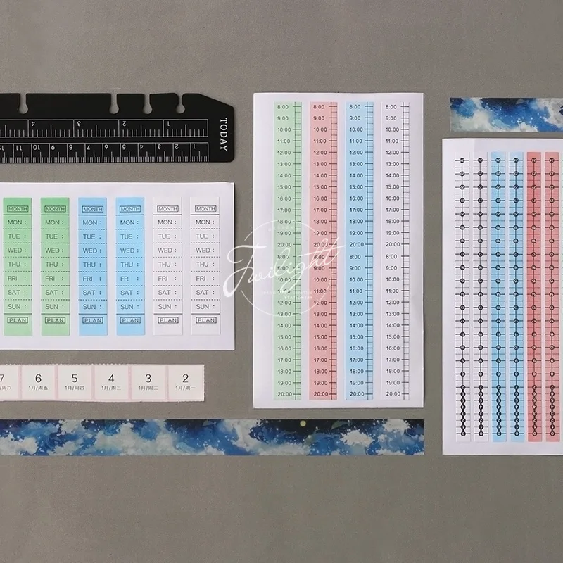 Цветные наклейки для дневника, временная линия, еженедельная система 24 часа, наклейки для журналов, аксессуары для планировщика, скрапбукинг, сделай сам, канцелярские принадлежности