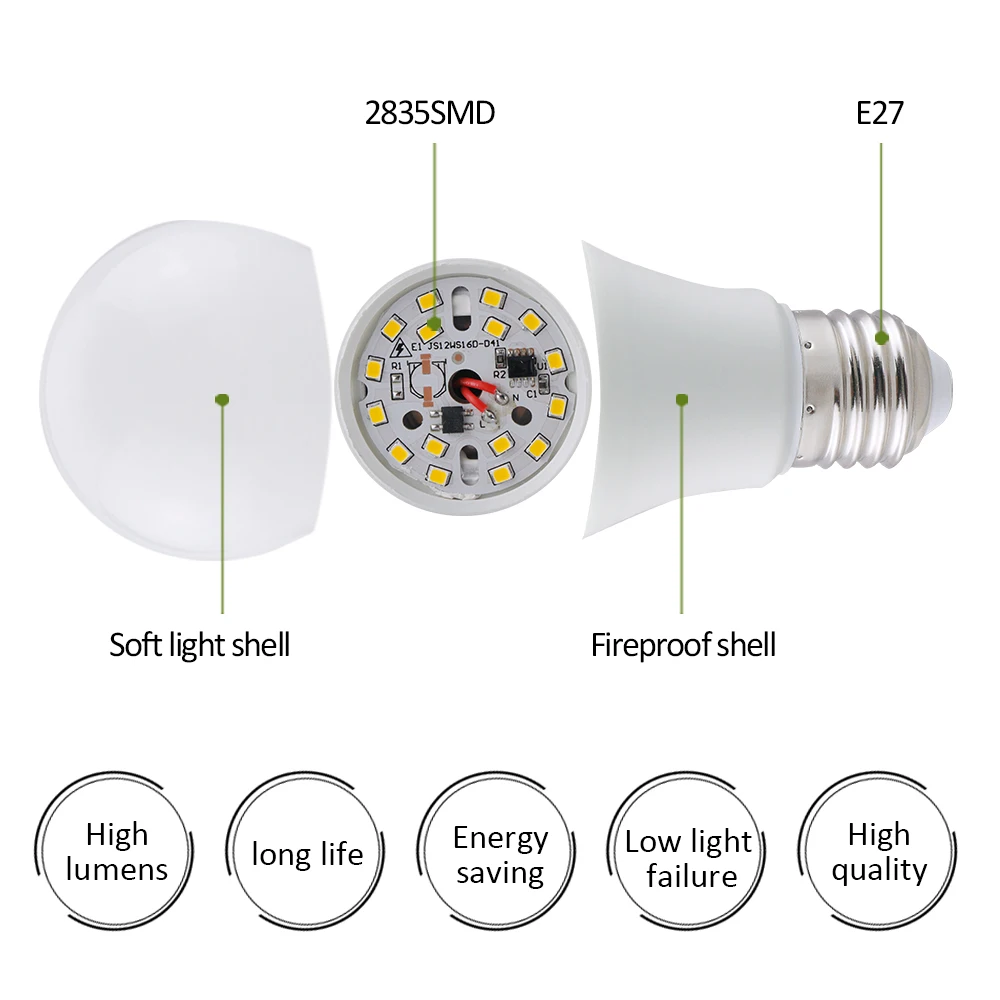 Светодиодные лампы E27 SMD 2835 мощные энергосберегающие светодиодные Diod 220 В 110 5 Вт 9 12