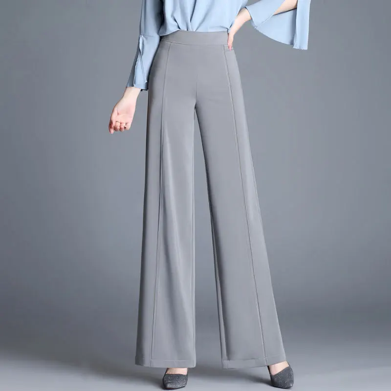 

2018 New Women Straight Fashion Wide Leg Pants High waist Female Loose Office Lady Thin Trousers For Spring Summer Solid Color