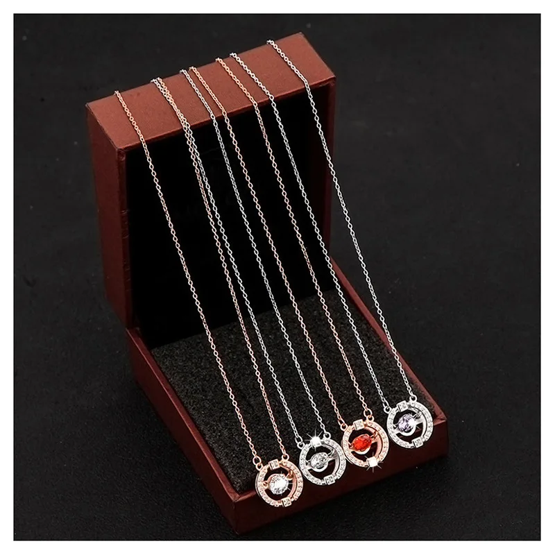 

Silver Long Inlaid Rhinestone Pendant Necklace Temperament Clavicle Chain Jewelry 2019 New Style Couple Sweet Romantic Ornament