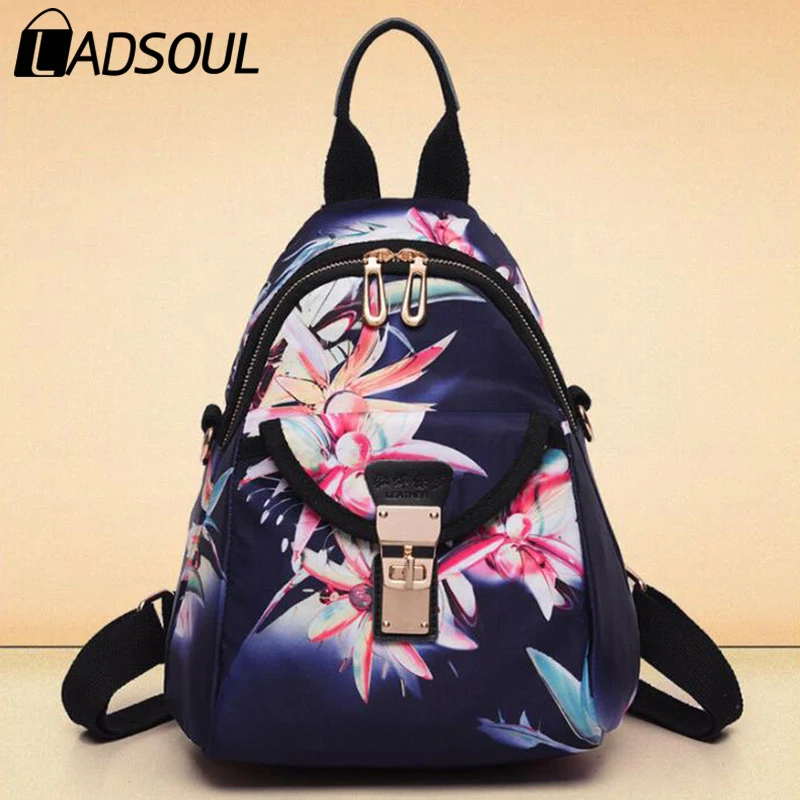 

LADSOUL Fashion women nylon landscape backpack Casual lady lovely versatile zipper school style girls like colorful bags A3064/h