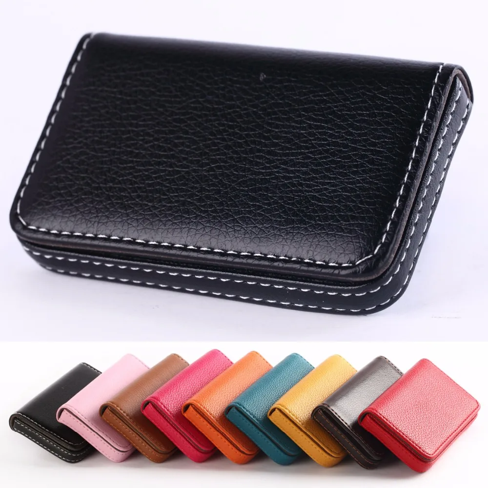 

Full Cover Business Card Case Horizontal PU Leather wrapped Card ID holder Bank Credit Card Pack Custom name logo