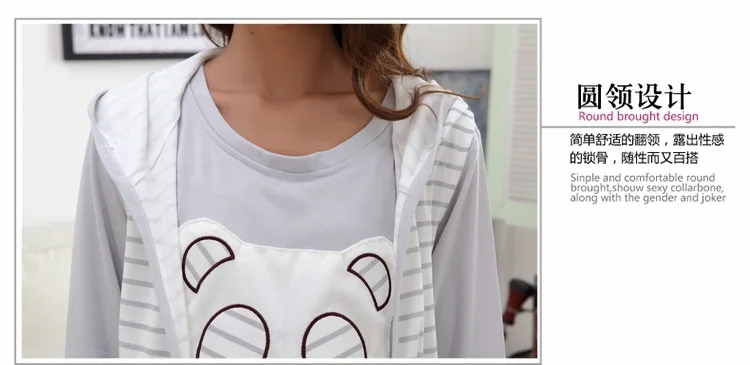 Демисезонный утолщенной 3 предмета кормящих одежда Длинные рукава Костюмы беременных Для женщин пижамы Домашняя Костюмы комплект