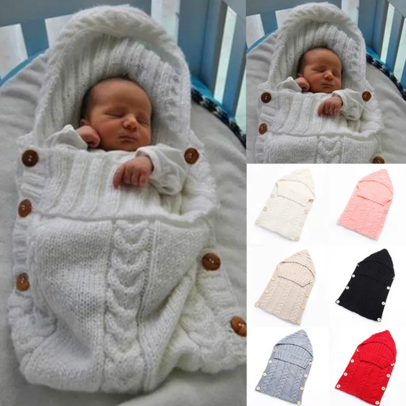 Newborn-Baby-Sleeping-Bag-Winter-Warm-Wool-Knitted-Hoodie-Swaddle-Wrap-Cute-Soft-1
