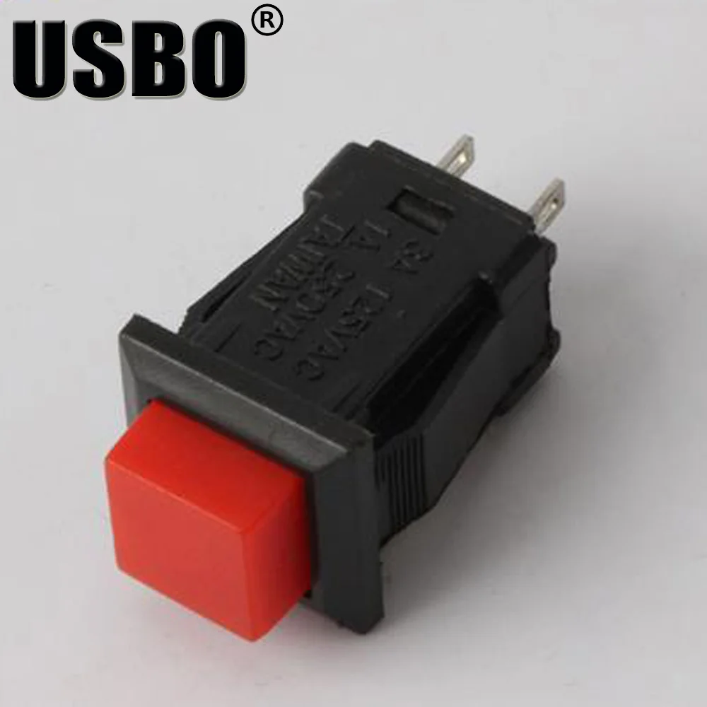 1A 220V red green self locking electronic button Switch Plastic square