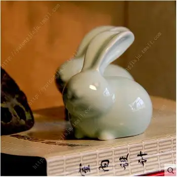 

ceramic white rabbit home decor craft room decoration ceramic Bunnies handicraft ornament porcelain animal figurines decorations