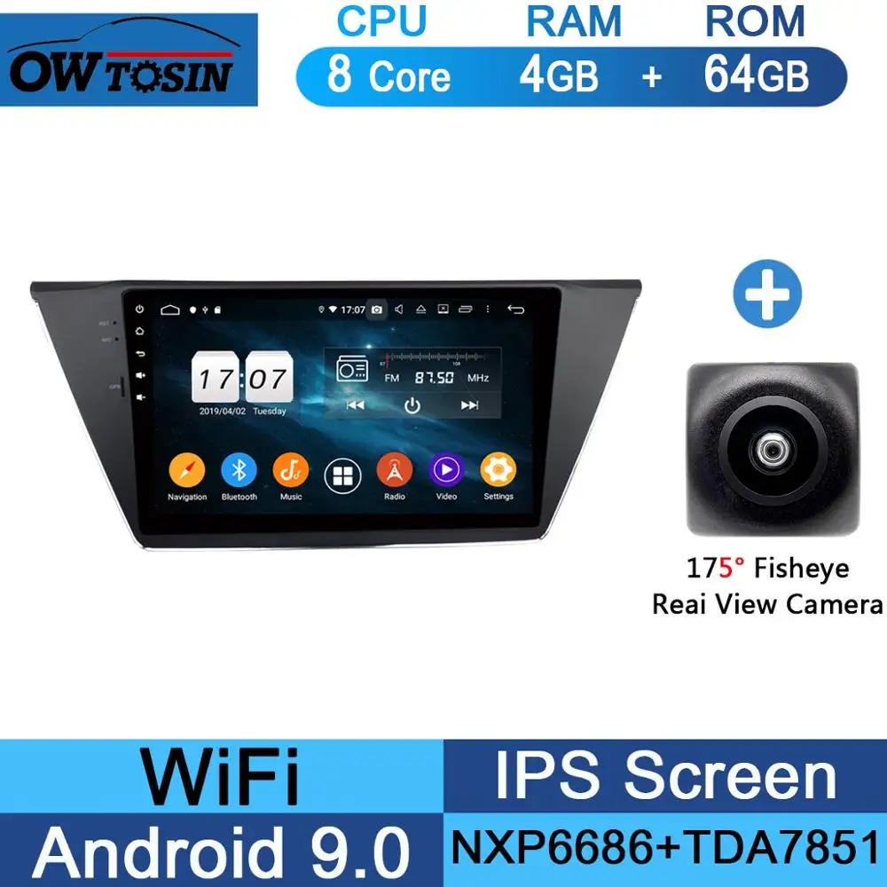 10," ips 8 Core Android 9,0 4G ram+ 64G rom автомобильный проигрыватель с радио и GPS для Volkswagen VW Touran DSP CarPlay Parrot BT - Цвет: 64G Fisheye Camera