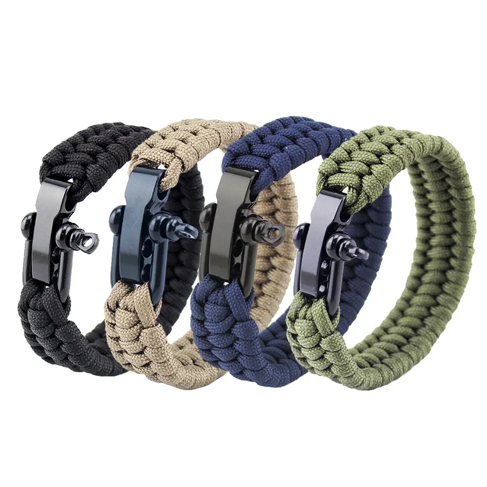 4 colors Steel buckle Survival Bracelet Wristband survival Camping