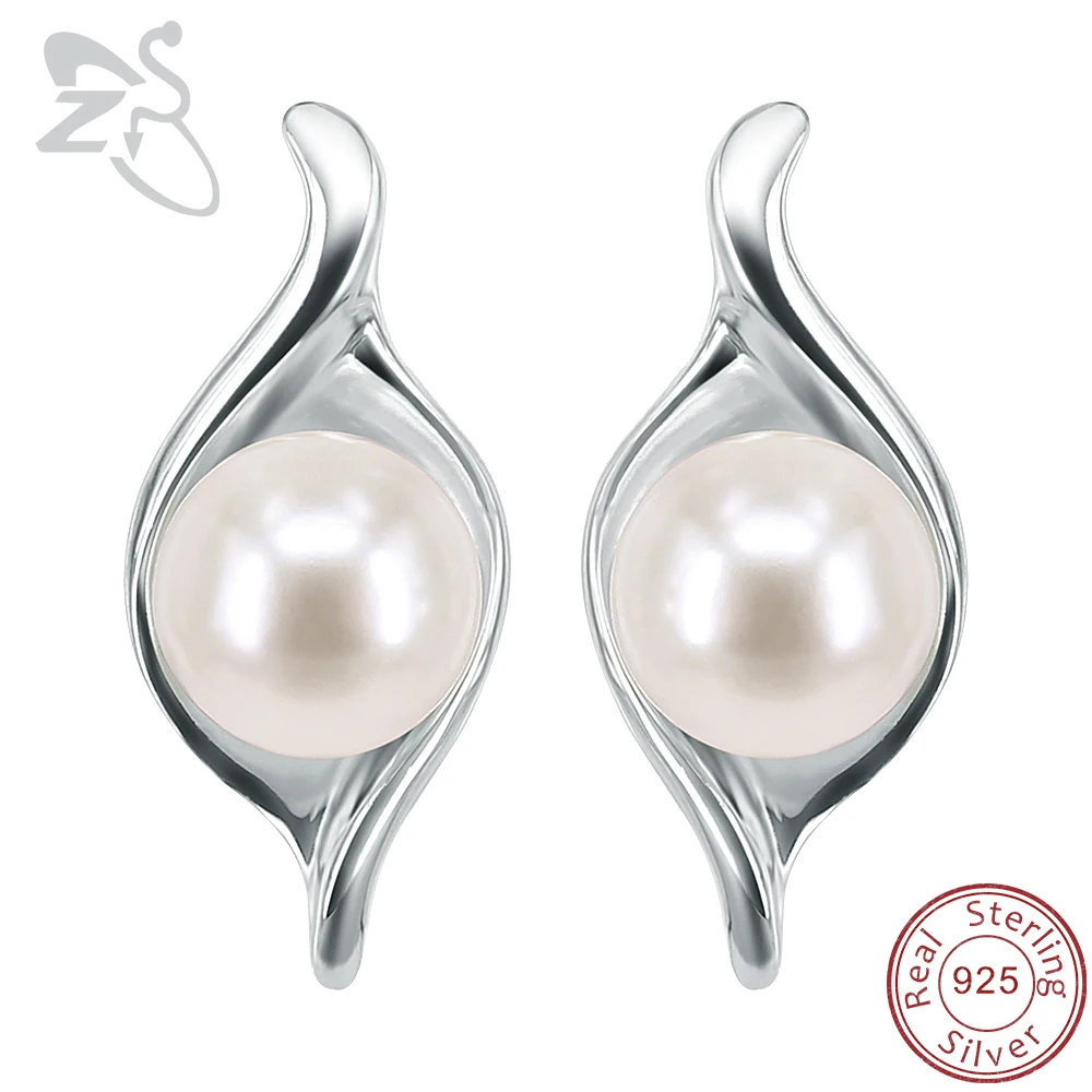 Luxury Noble Pearl Jewelry 8mm Natural Freshwater Pearl Earrings for Women Girls 925 Sterling Silver Stud