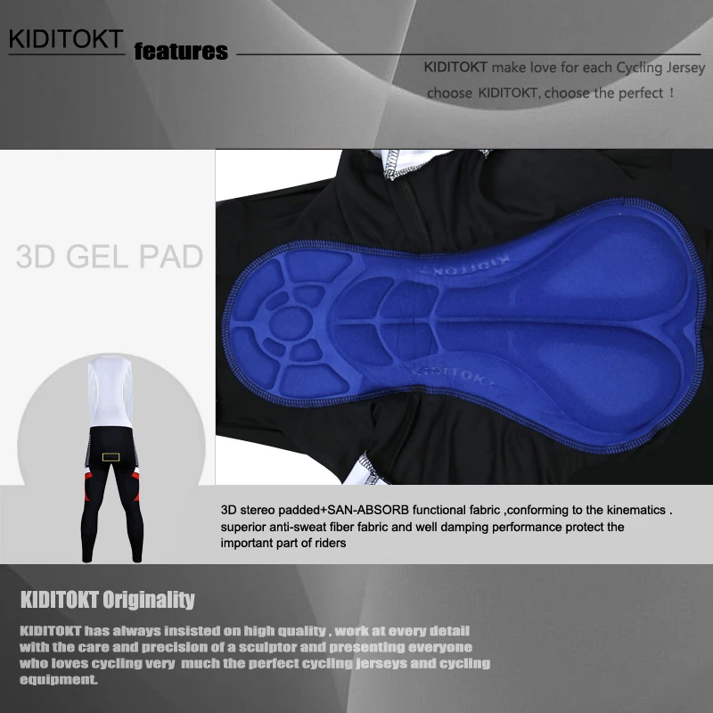 KIDITOKT осенние дышащие мягкие велосипедные комбинезоны с 3D гелем с подкладкой из Ткани Coolmax мужские брюки для велоспорта