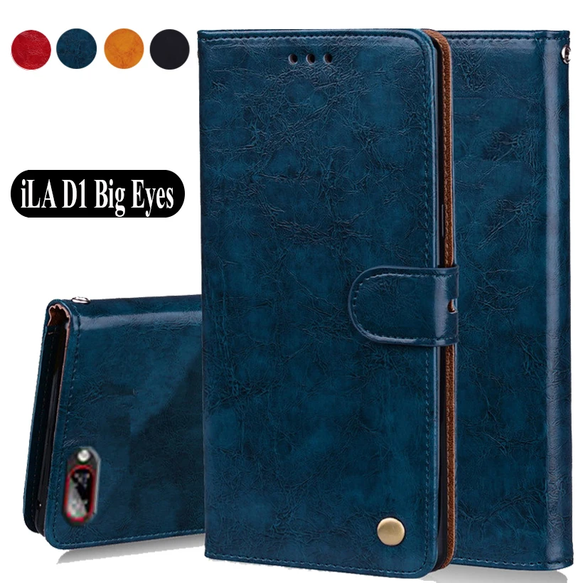 

Luxury PU Leather Slip-resistant Flip Wallet Case For iLA D1 Big Eyes Book Case 5.2 Back Cover Case W01