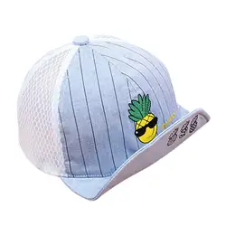 Новые модные для маленьких мальчиков девушка шляпа солнца Лето Повседневное ананас в полоску мягкие карнизы Бейсбол Кепки высокое