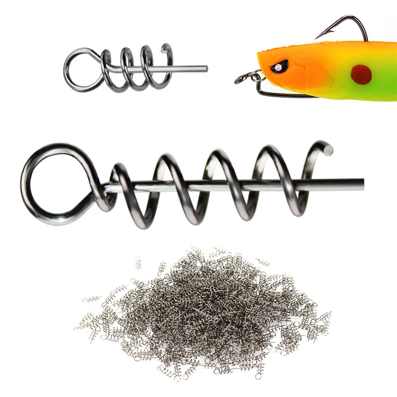

100 * Spring Fixed Lock Needle Pin Fishing Screw Worm Fits Soft Lure Baits Hook