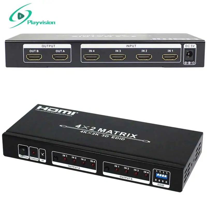 

Ultra-high resolution HDMI matrix 4X2 4 in 2 out HDMI1.4V ,4kX2K 1080p 3d resolutions with Remote control Free shipping