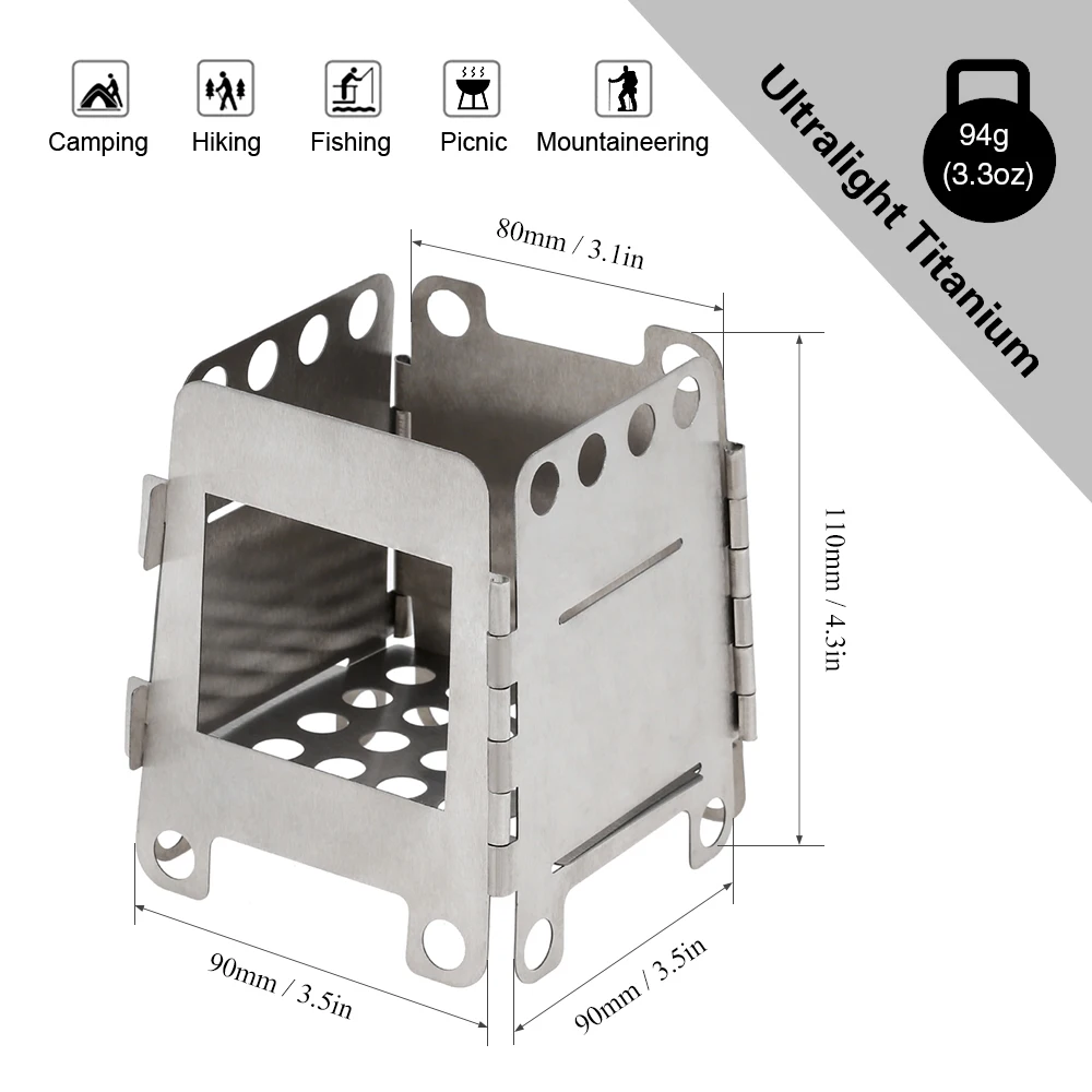 Lixada портативная Легкая Складная дровяная плита из нержавеющей стали, карманная плита для приготовления пищи, кемпинга, альпинизма - Цвет: Titanium Stove