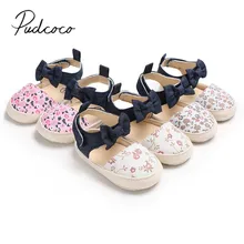 Г. Новое Брендовое милое летнее детское платье с бантом, обувь с цветочным рисунком мягкая детская обувь для первых шагов для малышей 0-18 месяцев